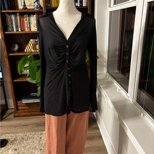 Free People Black Button-Down Blouse